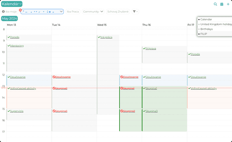 Exchange calendar