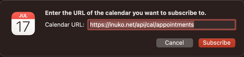 Calendar subscription add