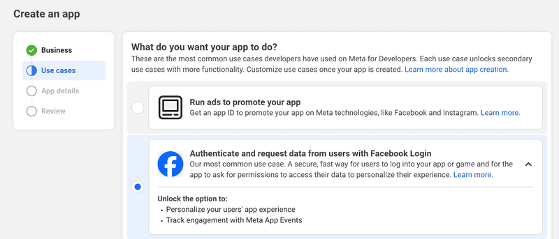 Facebook apps use case