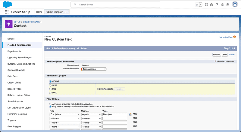 Rollup Summary field