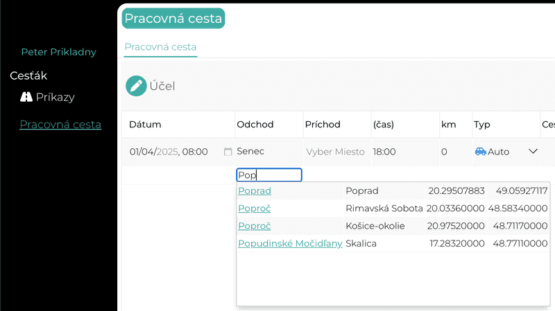 Pridat miesto na ceste